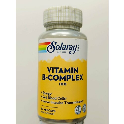 Solaray B-Complex 100 with Aloe Vera (Комплекс витаминов группы B с алоэ вера) 50 вег капсул фотография