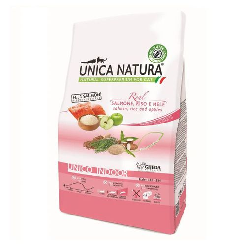 Корм для кошек сухой Unica Natura Indoor без глютена, с лососем, 350 гр. фотография