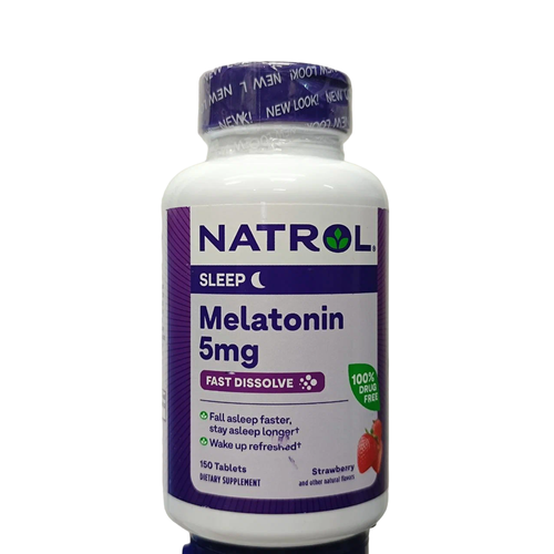 Таблетки растворимые Natrol Melatonin Fast Dissolve Strawberry 5 mg, 50 г, 5 мг, 150 шт. фотография