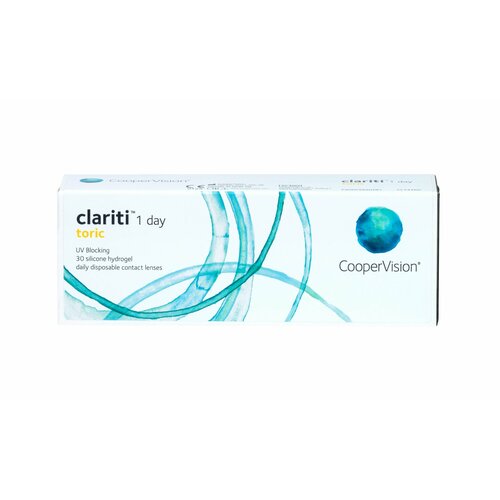 Контактные линзы CooperVision Clariti 1 day toric., 30 шт., R 8,6, D -3,75, CYL: -1,75, AХ: 180, ADD: +1.00 D, прозрачный, 1 уп. фотография