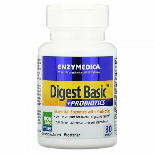 Enzymedica Digest Basic + Probiotics (основные ферменты с пробиотиками) 30 капсул, срок годности 12/2024 фотография