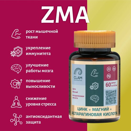 Бустер тестостерона ZMA витамины для мужчин, Цинк + Магний + аспарагиновая кислота, спортивное питание, 60 капсул фотография