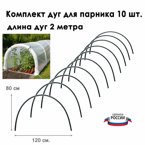 Дуги для парника 10 штук, длина 2 метра, диаметр 2 см. / Комплект дуг для парника ПВХ / Дуги пластиковые для парника фотография