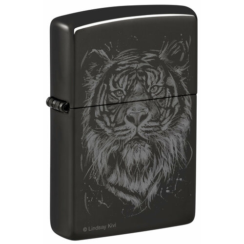 Зажигалка ZIPPO Big Cat с покрытием High Polish Black, латунь/сталь, черная, глянцевая, 38x13x57 мм фотография