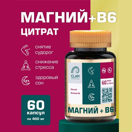 Комплекс витаминов Магний цитрат + В6, витамины группы В (magnesium), бады для борьбы со стрессом и усталостью Magnesium Citrate фотография