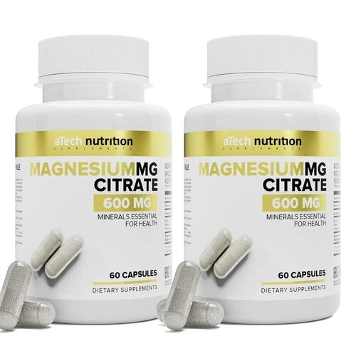 Набор 2 упаковки Магний цитрат / MAGNESIUM CITRATE aTech nutrition 60 + 60 капсул фотография