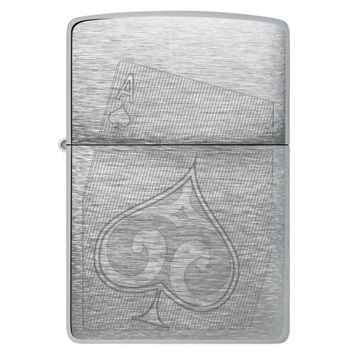 Оригинальная бензиновая зажигалка ZIPPO Classic 29685 с покрытием Brushed Chrome - Пиковый туз фотография