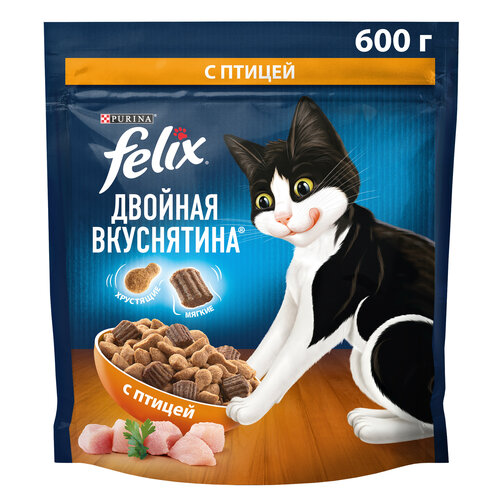 фотография Сухой корм FELIX Двойная вкуснятина с птицей 600г, купить за 219 р