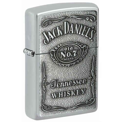 Зажигалка ZIPPO Jack Daniels® с покрытием High Polish Chrome, латунь/сталь, серебристая, 38x13x57 мм фотография