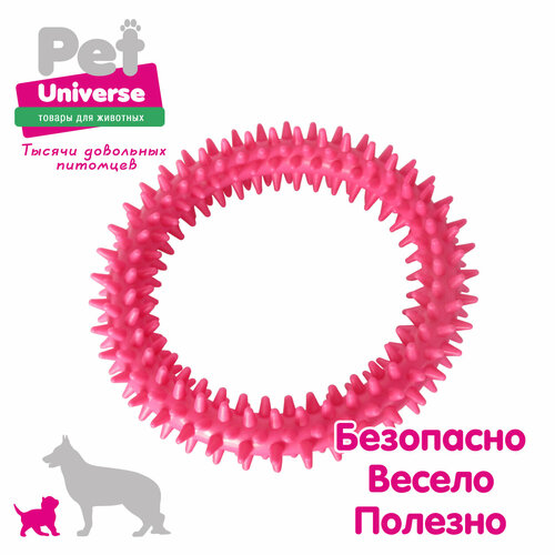 Игрушка для собак Pet Universe колечко с шипами диаметр 12,5 см, ТПР, розовый, PU3064PK фотография