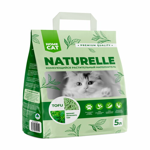 Homecat Naturelle Tofu комкующийся наполнитель для кошачьих туалетов, с ароматом зеленого чая 5 л фотография