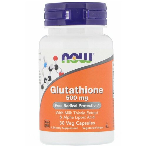 NOW Glutathione, Глутатион 500 мг, 30 капсул фотография