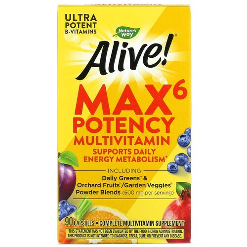 Alive! Max6 Potency (с железом) Daily Multivitamin, 160 г, 90 шт. фотография