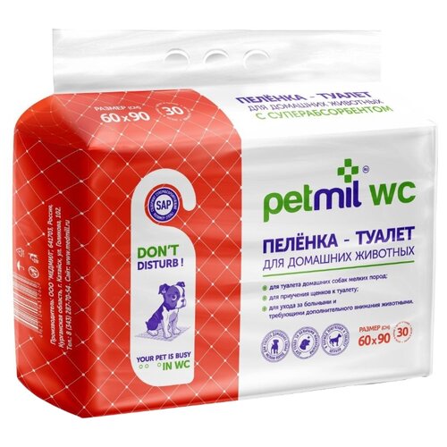 Пеленки для собак впитывающие Мedmil Petmil WC 60х90 см 30 шт. 1 шт. 60 см 90 см голубой/белый фотография