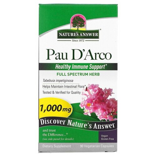 Nature's Answer Pau D'Arco 1000mg 90 вегетарианских капсул фотография