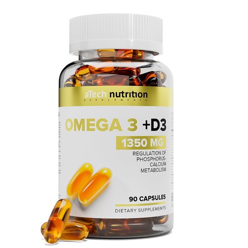 Капсулы aTech Nutrition Omega 3 + D3, 1.4 г, 90 шт. фотография