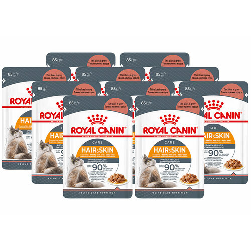 ROYAL CANIN HAIR & SKIN CARE для взрослых кошек при аллергии в соусе пауч 85 гр 85 гр х 10 шт фотография