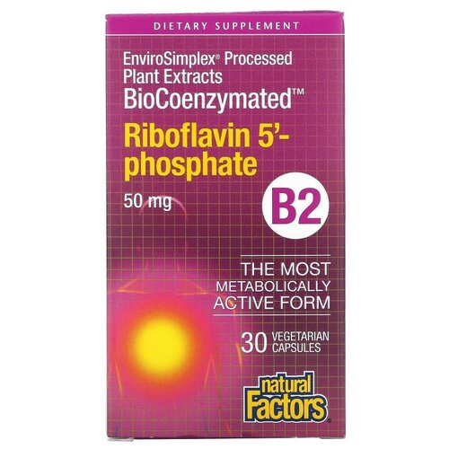 Капсулы Natural Factors BioCoenzymated B2 Riboflavin 5-Phosphate, 50 г, 50 мг, 30 шт. фотография