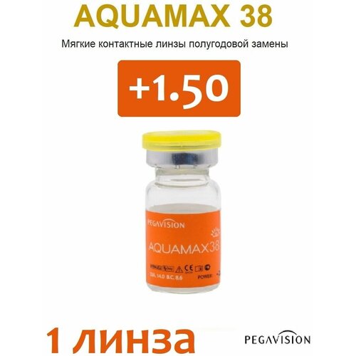 Контактные линзы Pegavision Aquamax 38, 1 шт., R 8,6, D +1,5, прозрачный, 1 уп. фотография