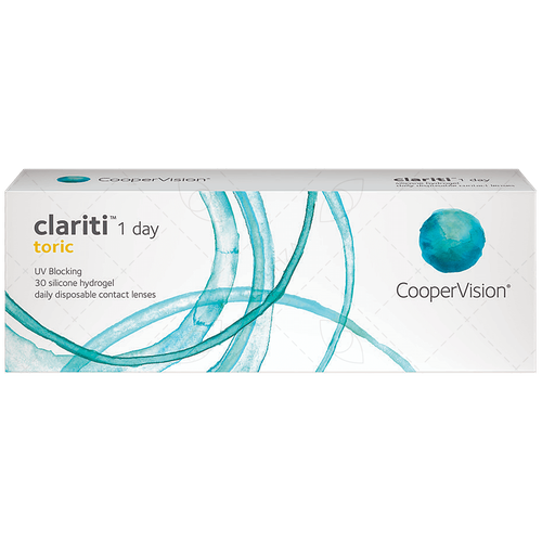 Контактные линзы CooperVision Clariti 1 day toric., 30 шт., R 8,6, D -5,5, CYL: -1,25, AХ: 180, ADD: +1.00 D, прозрачный, 1 уп. фотография