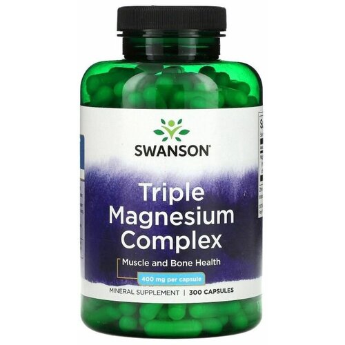 Магний 400 мг тройной комплекс Swanson Triple Magnesium Complex 300 капсул фотография