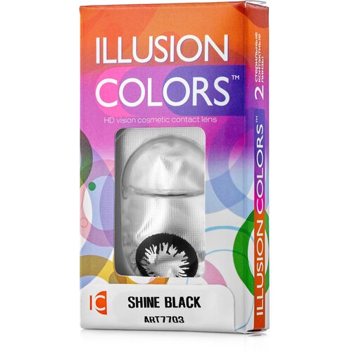 Контактные линзы ILLUSION Colors Shine, 2 шт., R 8,6, D 0, black фотография