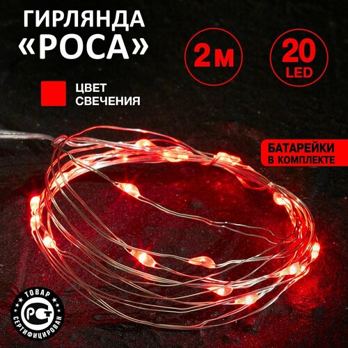 Гирлянда NEON-NIGHT 303-002, 1 шт. в наборе, 2 х 0.2 х 0.04 м, 0.04 х 0.2 м, 20 ламп, красный фотография