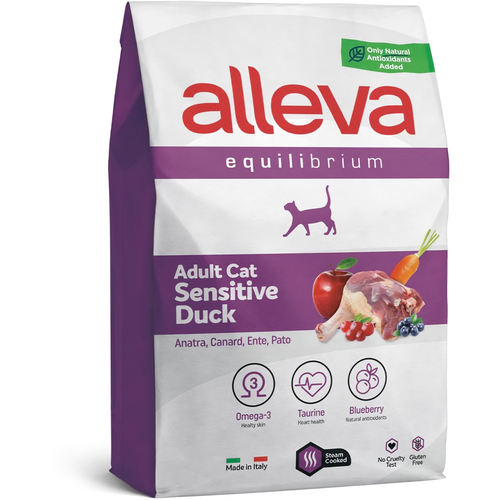 Сухой корм ALLEVA EQUILIBRIUM SENSITIVE DUCK ADULT CAT, для взрослых кошек с чувствительным пищеварением, с уткой, 10 кг фотография