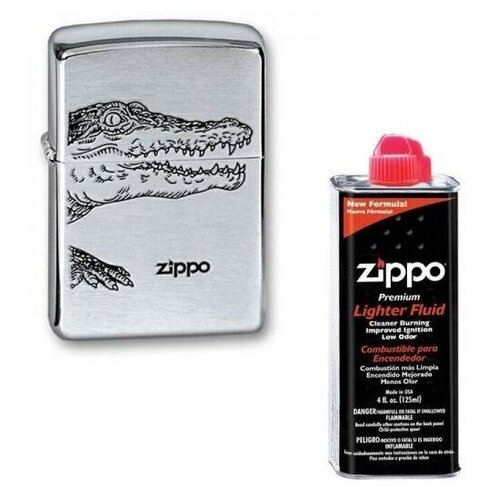 фотография Зажигалка Zippo 200 Alligator + оригинальное топливо 125 мл, купить за 5800 р