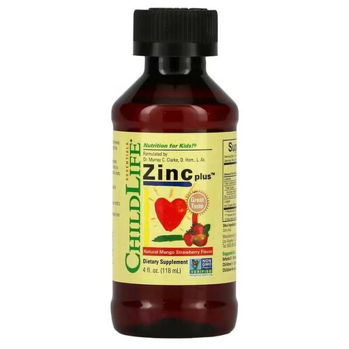 ChildLife Essentials Zinc Plus р-р д/вн. приема фл., 118 мл, 270 г, манго, клубника фотография