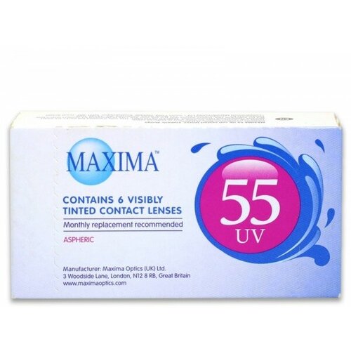 Контактные линзы Maxima 55 UV Aspheric, 6 шт., R 8,9, D -1,25 фотография