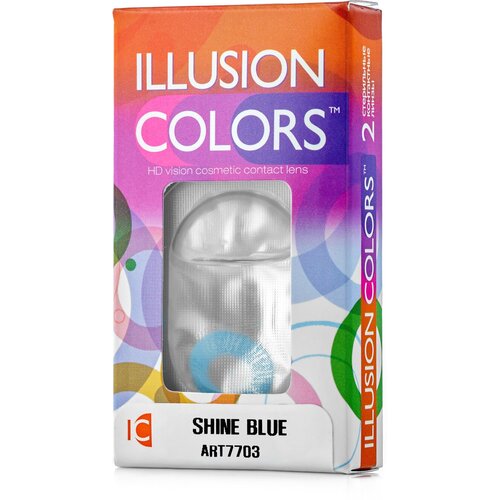 Контактные линзы ILLUSION Colors Shine, 2 шт., R 8,6, D 0, blue фотография