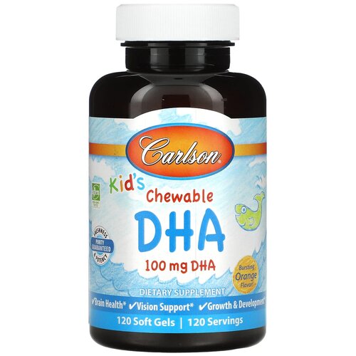 Kid's Chewable DHA таб. жев., 100 г, 120 шт., апельсин фотография