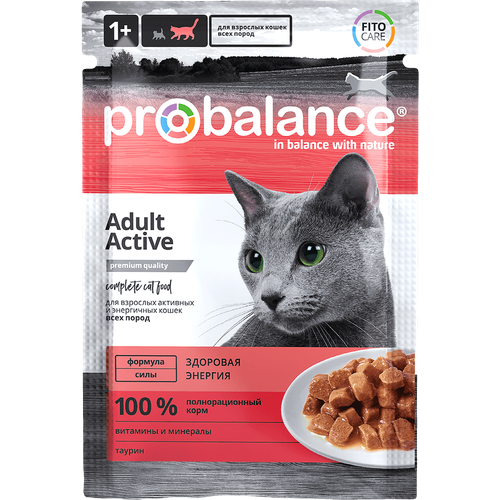 Корм влажный ProBalance Active для активных кошек, пауч, 85гр х 28шт фотография