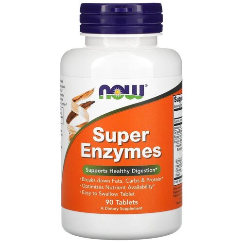 фотография Таблетки NOW Super Enzymes, 250 г, 150 мл, 90 шт., купить за 3066 р