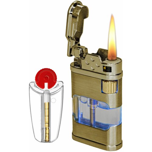 Металлическая газовая зажигалка + кремни в наборе фотография