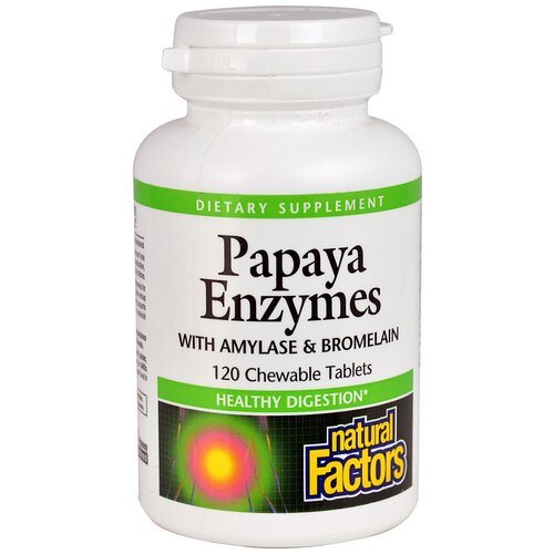 Капсулы Natural Factors Papaya Enzymes with Amylase & Bromelain, 90 г, 120 шт. фотография