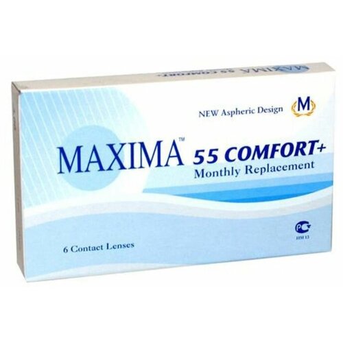 Контактные линзы Maxima 55 Comfort Plus, 6 шт., R 8,6, D -1,75, прозрачный, 1 уп. фотография