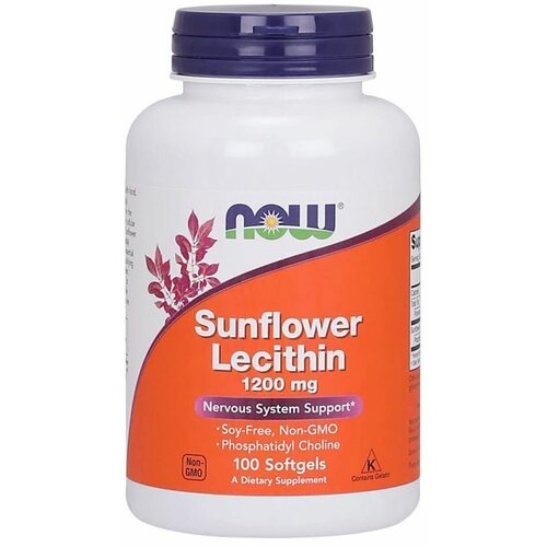 NOW FOODS Sunflower Lecithin 1200 мг (Лецитин из Подсолнечника) 100 мягких капсул (Now Foods) фотография