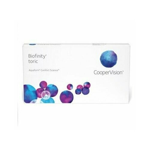 Контактные линзы CooperVision Biofinity Toric., 3 шт., R 8,7, D -8,5, CYL: -0,75, AХ: 130, бесцветный, 1 уп. фотография