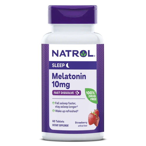 Melatonin Fast Dissolve таб., 10 мг, 50 г, 60 шт., клубника фотография