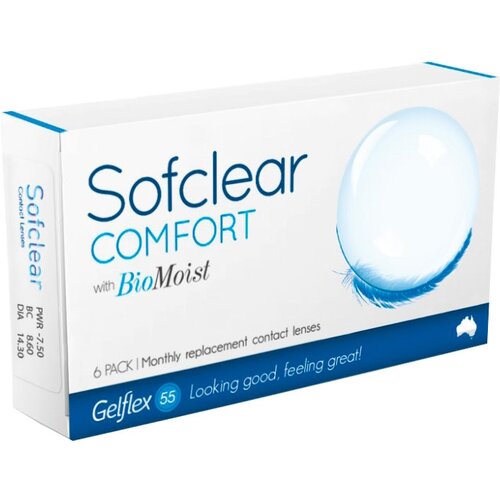 Контактные линзы Gelflex Sofclear Comfort with BioMoist, 6 шт., R 8,6, D -0,5 фотография