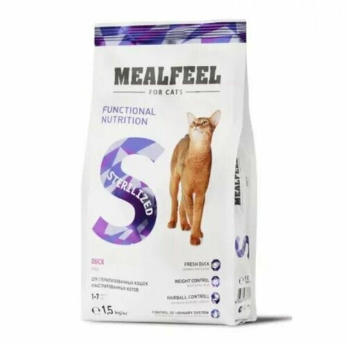 Mealfeel Корм сухой Functional Nutrition для стерилизованных кошек, с индейкой и уткой, 1,5 кг фотография