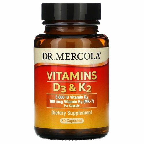 Капсулы Dr. Mercola Vitamins D3 & K2, 30 шт. фотография