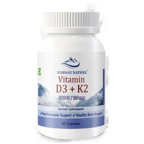 Norway Nature Vitamin D-3 5000 IU + K2 100 мкг 60 капс фотография