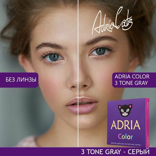 Контактные линзы ADRIA Color 3 tone, 2 шт., R 8,6, D -10, gray, 1 уп. фотография