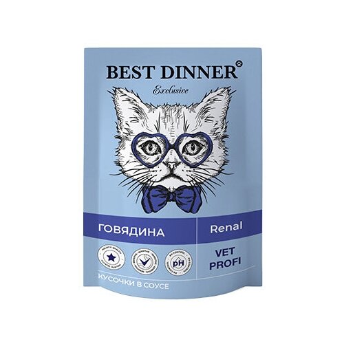 Паучи Best Dinner Exclusive Vet Profi Renal кусочки в соусе с Говядиной 85гр x 12 шт фотография