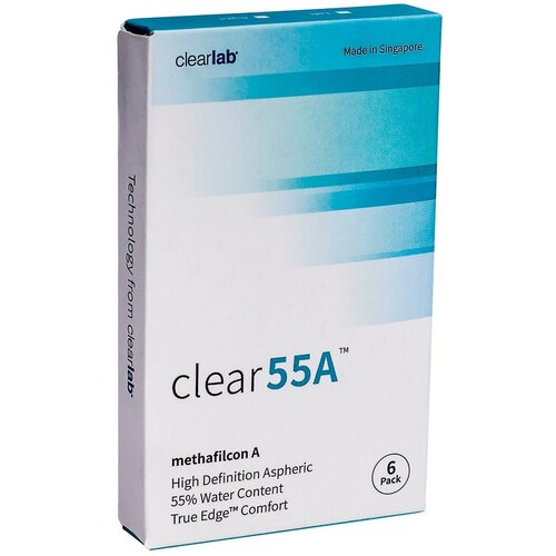 Контактные линзы Clearlab Clear 55A, 6 шт., R 8,7, D -8,5, прозрачный, 1 уп. фотография