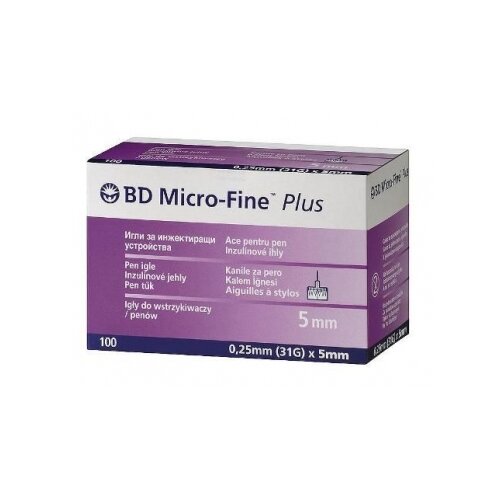 Игла для шприц-ручек BD Micro-Fine Plus, 5 мм x 0.25 мм, размер: 31G, 100 шт. фотография