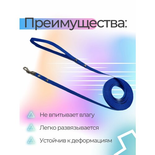 Поводок Хвостатыч для собак нейлоновый классический 1,5 м х 10 мм (голубой) фотография